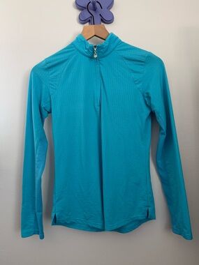 SanSoleil XS 1/4 Zip Pullover Long Sleeve Blue Solid Outdoor Golf Active